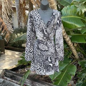 Express snake print wrap front dress